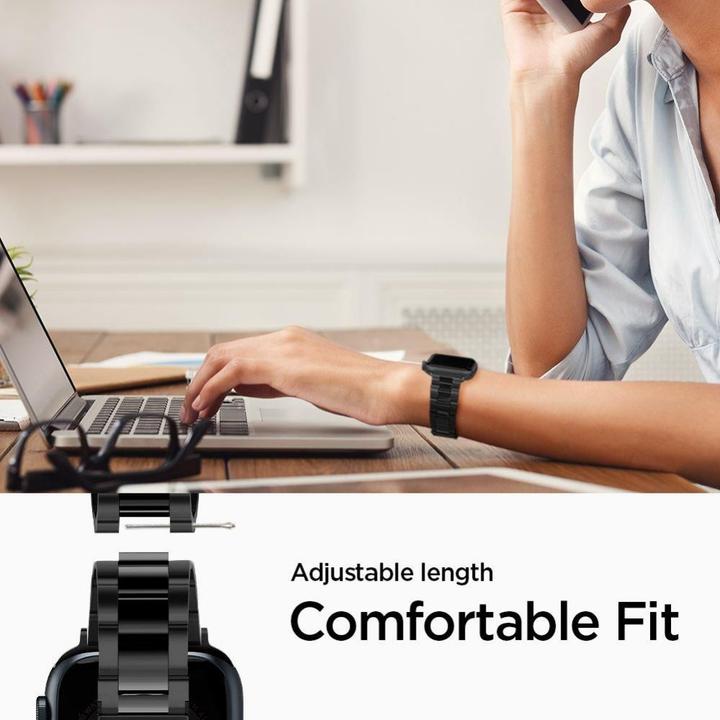 Image du produit Spigen MODERN FIT BAND Apple Watch 4 / 5 / 6 / 7 / 8 / SE (38 / 40 / 41MM) BLACK (38 mm, 40 mm, 41 mm, Acier inoxydable)