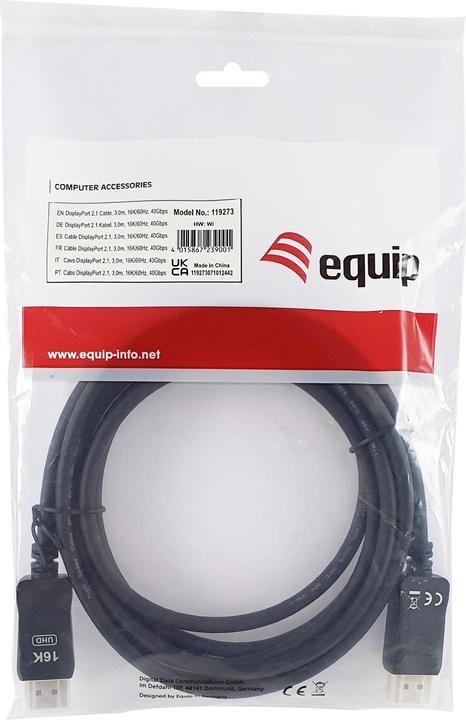 Immagine prodotto equip DisplayPort 2.1 St/St 16K/60Hz comp. HDCP Prem. gr. (3 m, DisplayPort)