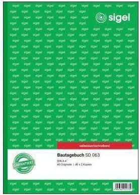 Actual product image Sigel Construction diary Paper format: DIN A4 Number of sheets: 3 x 40 sheets. (40 x)