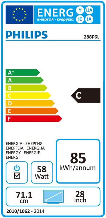 Etichetta energetica Philips Linea P 288P6LJEB (3840 x 2160 pixel, 28")