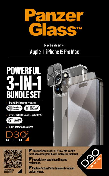 Actual product image PanzerGlass 3-in-1 pack (1 Piece, Apple iPhone 15 Pro Max)