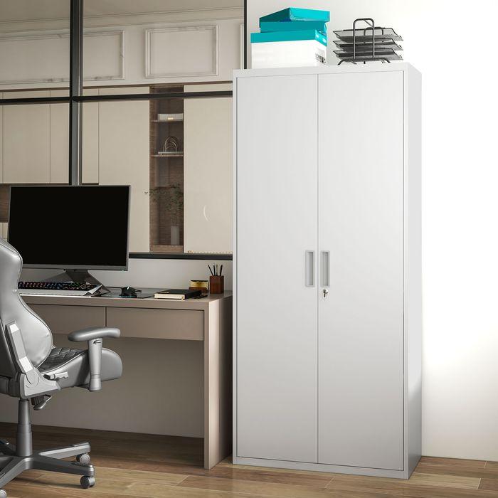 Produktbild Swisshandel24 Aktenschrank, Büroschrank mit 2 Türen, verstellbarer Ablage für Arbeitszimmer (80 x 40 x 180 cm)