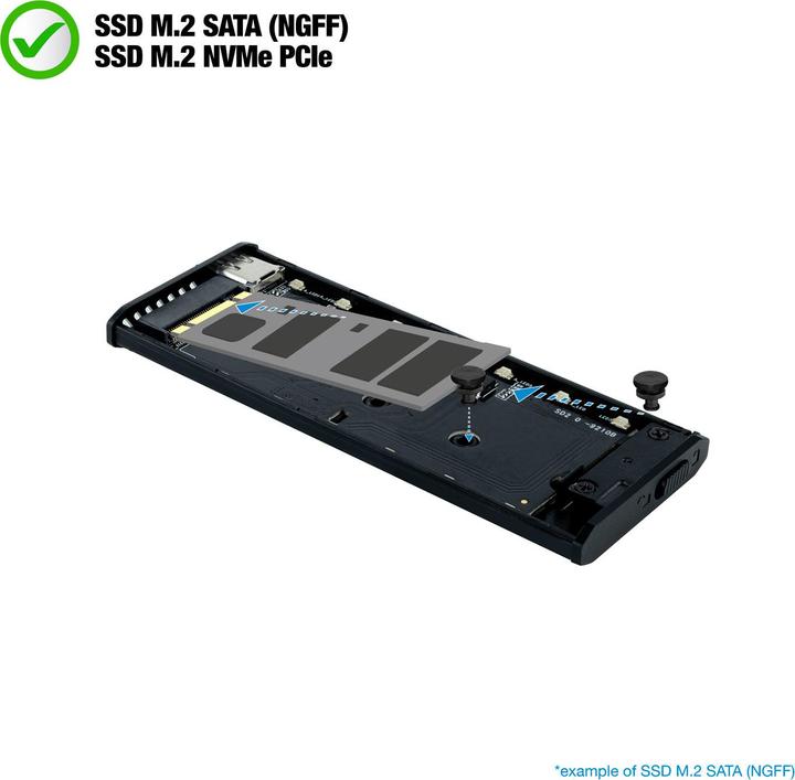 Actual product image Tooq Technology CAJA EXTERNA TQE-2221G NGFF/NVMe "SHINOBI" USB-A RGB GRIS (M.2 2280)