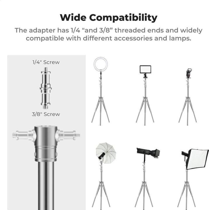 Immagine prodotto K&F Concept Supporto per luci fotografiche da 2,8 m Tampone a molla Supporto in acciaio inox per impieghi (10 kg)