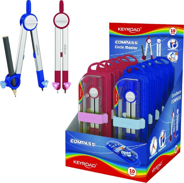 Image du produit Keyroad Circle master boussole, métal, boîtier avec serrure, pendentif, mélange de couleurs