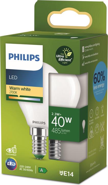 Productafbeelding Philips Ultra Efficiënt (E14, 2.30 W, 485 lm, 1 x, A)