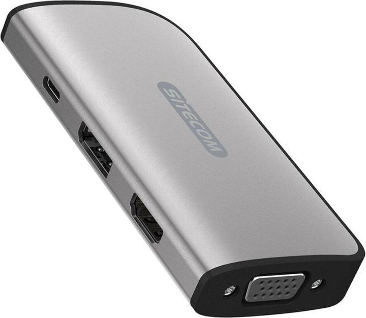 Actual product image Sitecom CN-413. host interface: USB 3.2 Gen 1 (3.1 Gen 1) Type-C, hub interfaces: DisplayPort, HDMI (USB-C, 3 Ports)