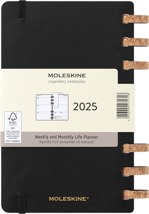 Productafbeelding Moleskine 12-maandenplanner met spiraalbinding, L/A5, zachte kaft, zwart (A5, Engels)