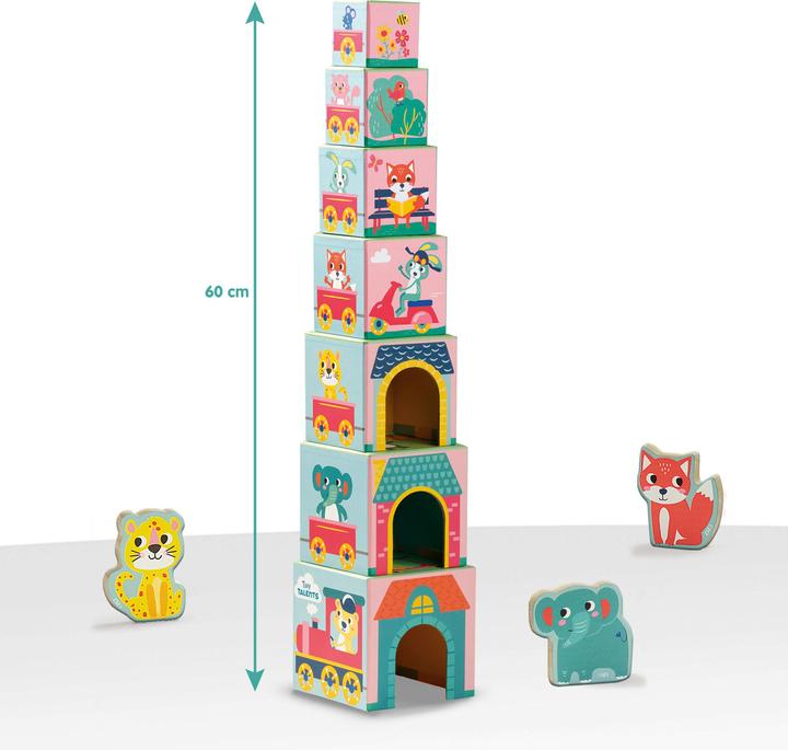 Image du produit Ses Tiny Talents Stacking Blocks Tour avec des figurines d'animaux