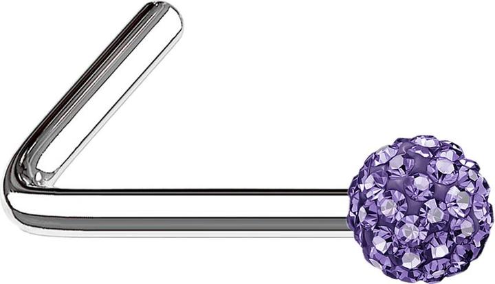 Star Piercing Nasenstecker gewinkelt silber Kristallkugel tanzanite (ohne Messing, Chirurgenstahl 316L)