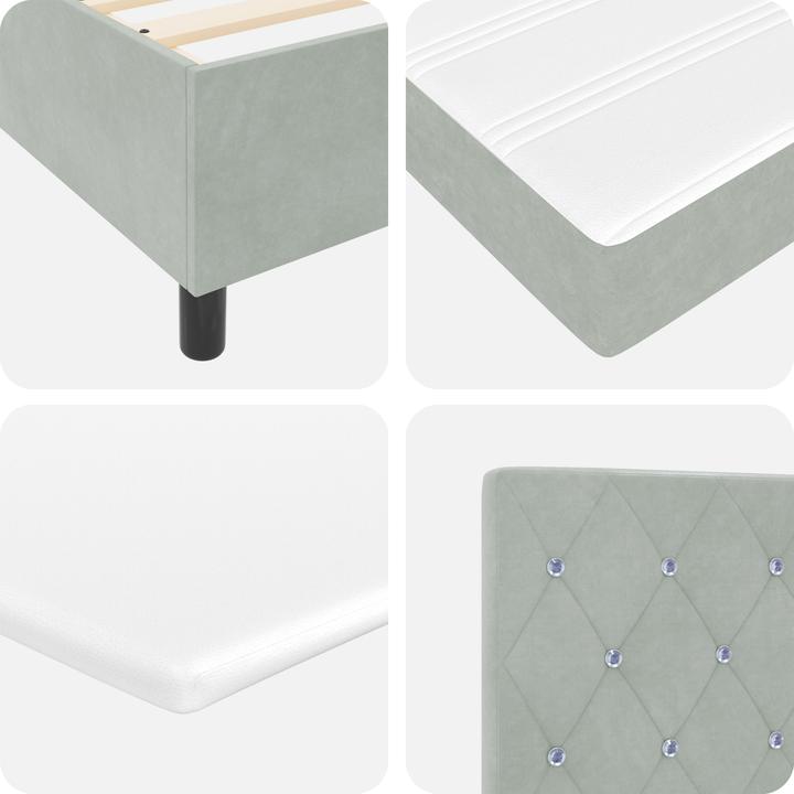 Produktbild VidaXL Boxspringbett Mit Matratze & Led Samt Hellgrau (140 x 190 cm)