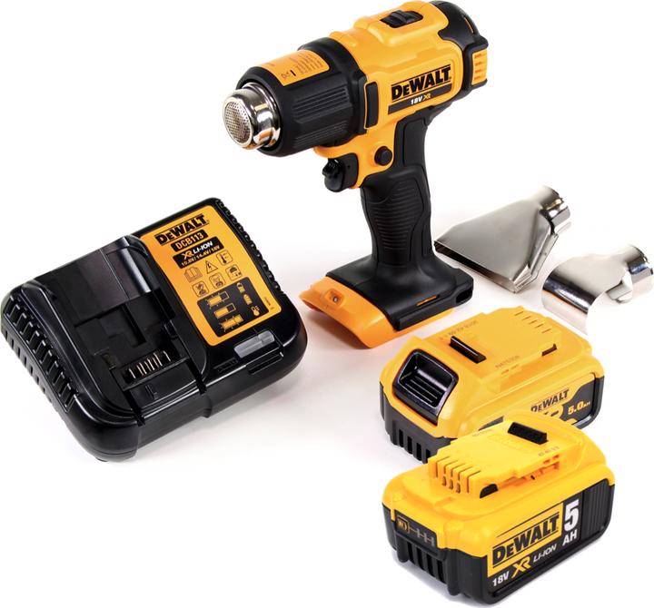 Produktbild DeWalt DCE 530 P2 Akku Heissluftpistole 18V 530°C + 2x Akku 5,0Ah + 1x Lader + Flächen- und