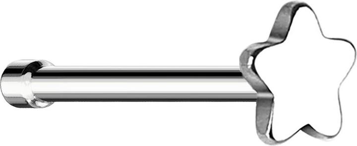 Star Piercing Nasenstecker gerade silber mit Stern (ohne Messing, Chirurgenstahl 316L)