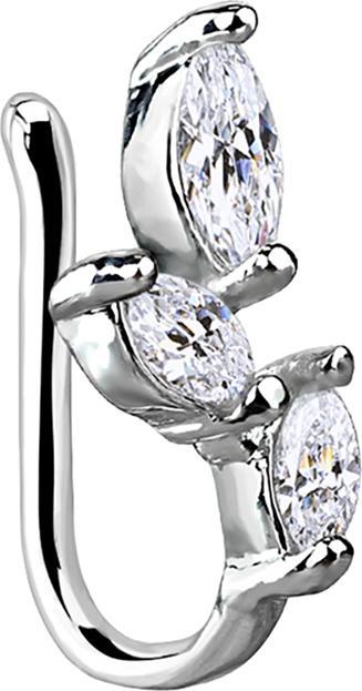 Star Piercing Fake Nasenpiercing Clip silber Rebe mit Kristall