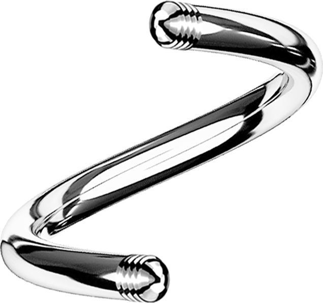 Star Piercing Spiralen-Stab silber (Chirurgenstahl 316L, ohne Messing)