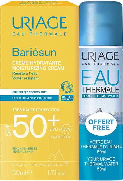 Actual product image Uriage Bariesun - Moisturizing Sunscreen Cream For Face Spf50 50ml With Thermal Water 50ml Offered (Sun cream face, SPF 50, 50 ml)