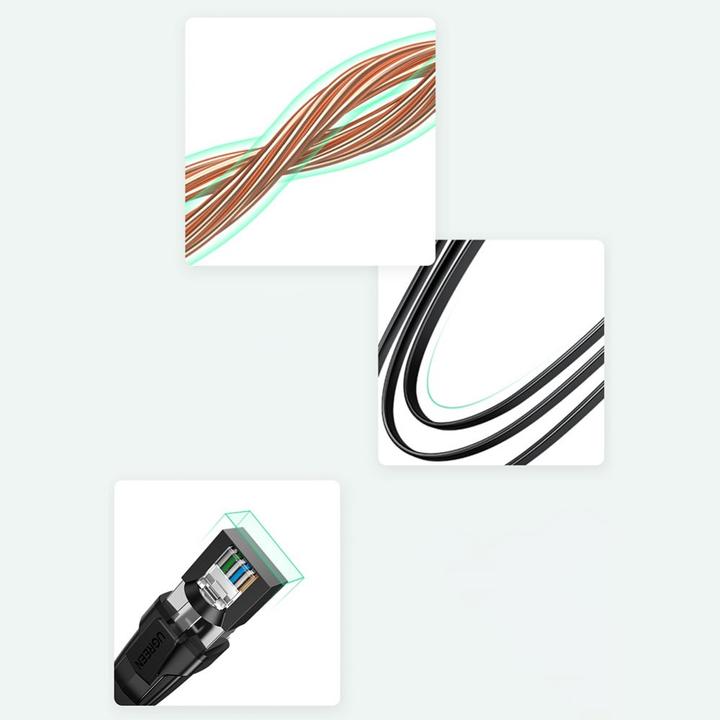 Produktbild Ugreen NW134 Cat 8 U/FTP Flat Ethernet RJ45 Cable Pure Copper 2m (black) (U/FTP, 2 m)