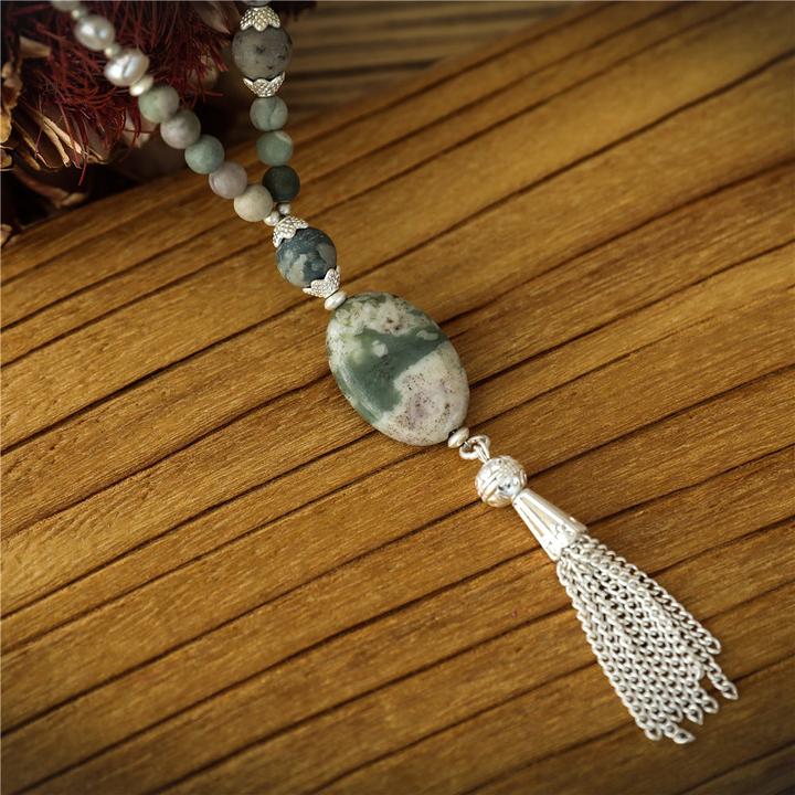 Immagine prodotto Andreani Collana con ciondolo in vera giada e perle d'acqua dolce autentiche (Pietre)