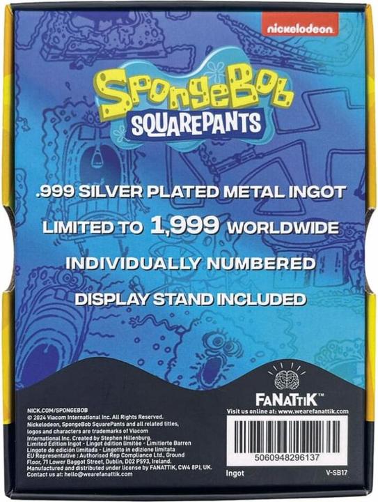Actual product image Fanattik BOB L'EPONGE - 25ans - Lingot en Métal - Limited Edition Silver