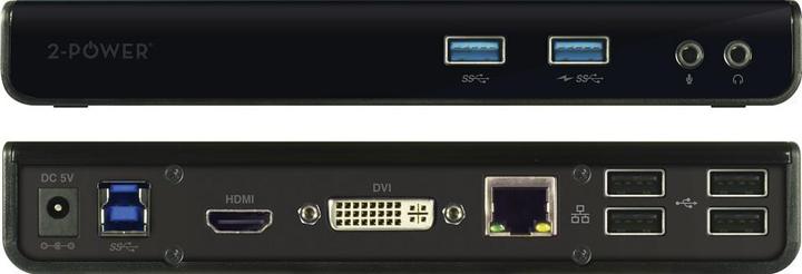 Produktbild 2-Power USB 3.0 Dual Display Docking Station includes power cable. For UK,EU. (USB-A)