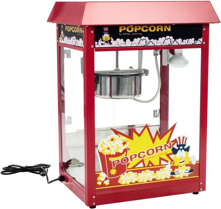 Produktbild Royal Catering Kleine Popcornmaschine - 1600W Leistung, Edelstahl, gehärtetes Glas und Teflonmaterial