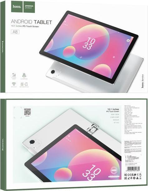 Produktbild Hoco Headphone with microphone tablet 10.1" 6/128GB A8 silver (4G, 10.10", 128 GB, Silber)
