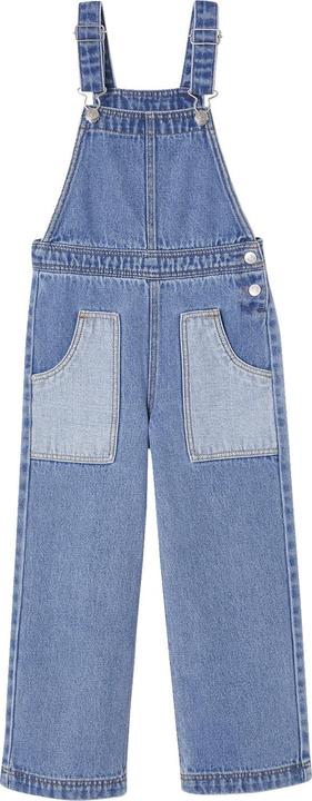 Actual product image Vertbaudet Wide girls' denim dungarees with contrast effect (98)