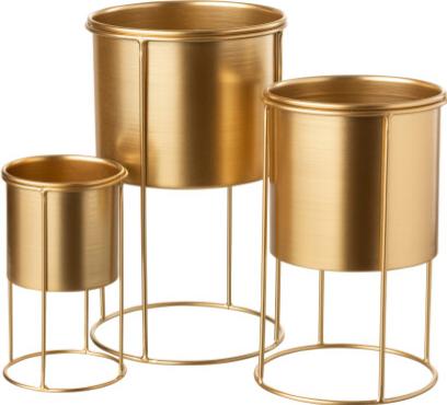 Produktbild J-Line Übertopf Auf Fuss Metall Gold Large