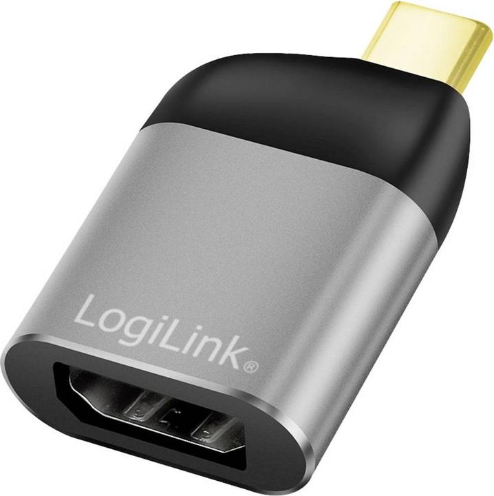 Produktbild LogiLink USB 3.2 Gen2 Type-C-Adapter, USB-C/M zu DP/F, 8K, Alu, schwarz/grau (USB Typ-C, 4 cm)