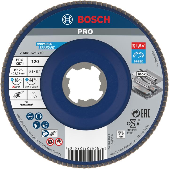Produktbild Bosch Professional Zubehör PRO X571 X-Lock Fächerschleifscheibe, 125 mm, G120 (120)