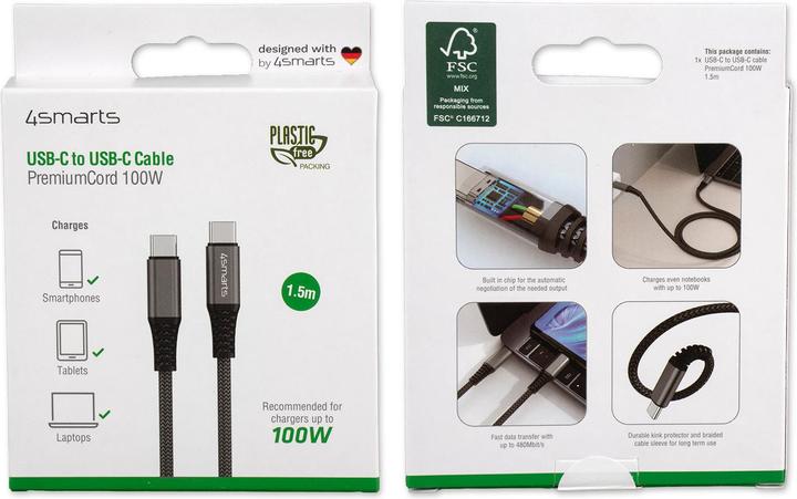Image du produit 4smarts USB-C – USB-C (1.50 m, USB 2.0, 20 W)