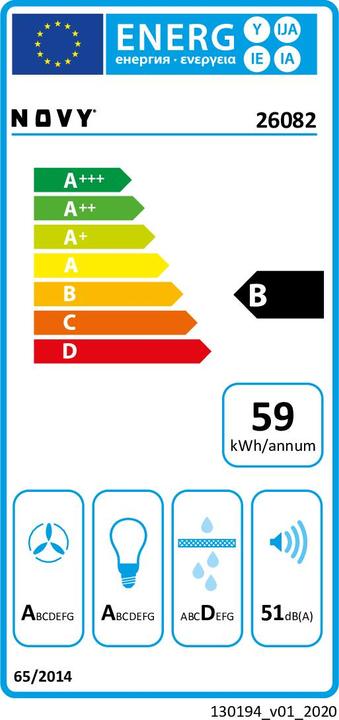Etichetta energetica NOVY 26082 cappa da incasso Nero ³/h B (Cappuccio a schermo piatto)