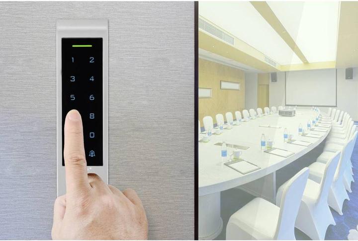Produktbild Sygonix SY-6121662 Fingerprint/RFID Zugangssystem Oberflächenmontage 12 V/DC, 1 (Fingerabdruck, Elektronische Zahlenkombination, Smartphone, Schlüsselkarte)