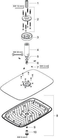 Produktbild hansgrohe HG Kopfbrause PURA VIDA 400 AIR 1jet 400mm DN 15 Deckenanschluss 100mm chrom (1 Strahlarten, 21 l/min)