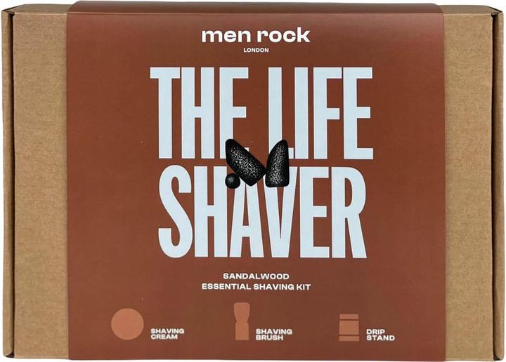 Actual product image Men Rock The Life Shaver Sandalwood Essential Shaving Kit, shaving cream 100ml, sahving brush, drip stand (Shaving brush)