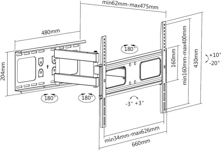 Actual product image equip TV wall mount (Wall, 70", 50 kg)