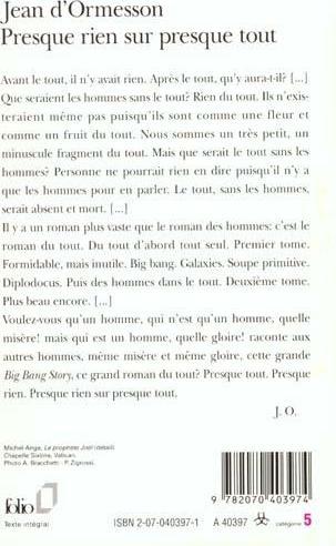 Produktbild Presque rien sur presque tout (Französisch, Ormesson Jean d', 1998)