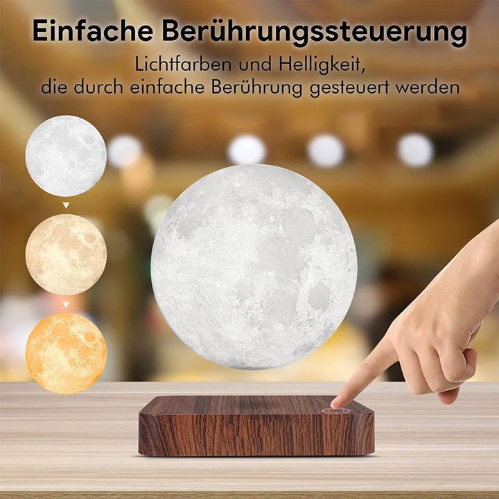 Actual product image Esmée Schwebende 3D LED Mond Lampe, Nachtlicht mit Holzsockel