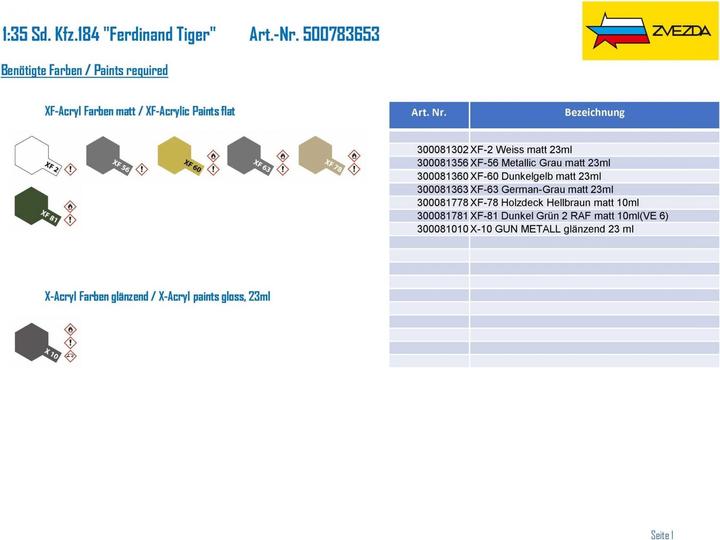Produktbild 1:35 Sd. Kfz.184 "Ferdinand Tiger"
