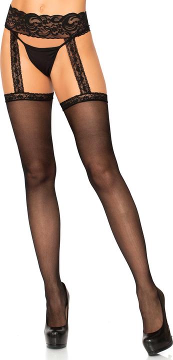 Leg Avenue Kousen met kanten jarretelgordel Zwart (S, M, L)