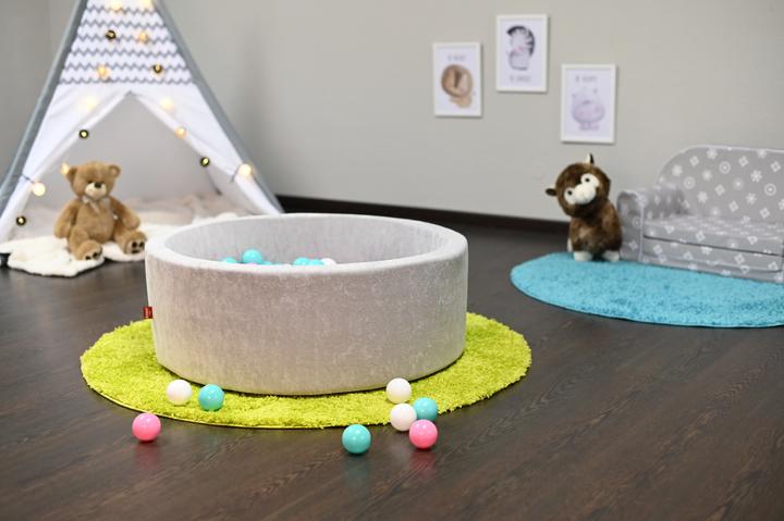 Immagine prodotto Knorrtoys Bällebad soft - "Grey" - 300 balls rose/creme/lightblue (ca. 6cm Durchmesser)