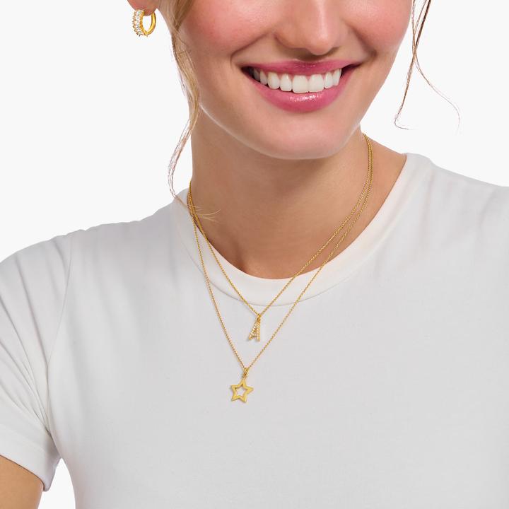 Image du produit Thomas Sabo Chaîne avec pendentif lettre V doré (Or jaune 750 plaqué or, Argent sterling 925, 38 - 45 cm)