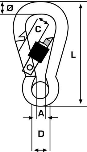 Immagine prodotto Pösamo Moschettone 100 mm in acciaio inox A4
