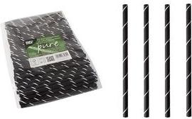 Immagine prodotto Papstar Cannuccia di carta "pura", 150 mm, nero/bianco in carta, lunghezza: 150 mm, diametro: 7 mm, afterha (250 x)