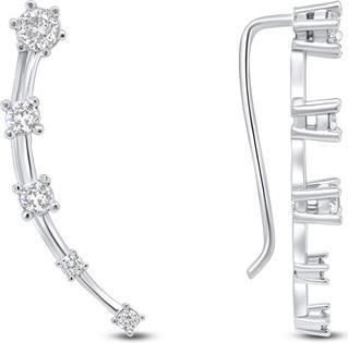Brilio Silver - Longitudinal silver earrings with zircons EA77W