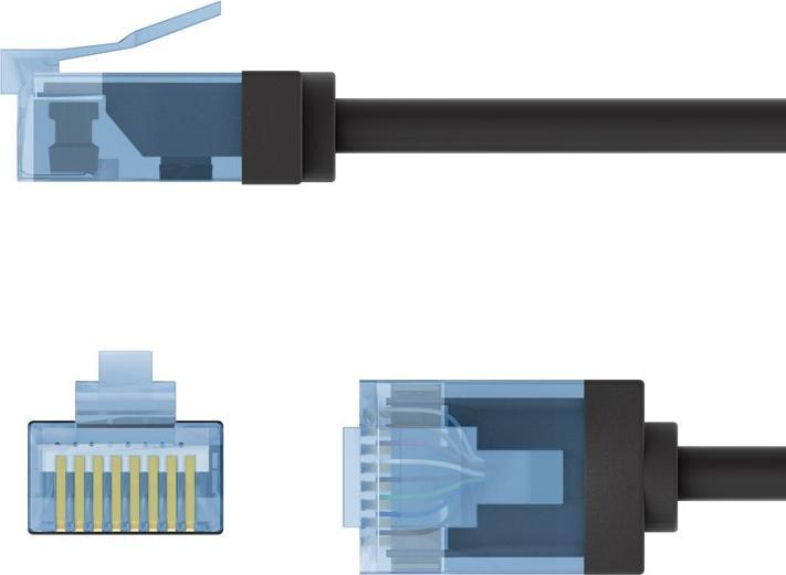 Produktbild Goobay Ultraflexibles CAT 6A Patchkabel, slim, U/UTP, schwarz (U/UTP, CAT6a, 0.25 m)