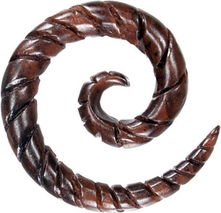 Star Piercing Dehnspirale geschnitzt umrandet aus Narra Holz (Organisch, ohne Messing)