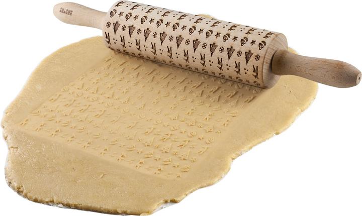 Produktbild Ibili Teigroller Holz mit X-MAS Deko 39,5 x 5 cm Zum dekorieren von Teigen und Gebäck