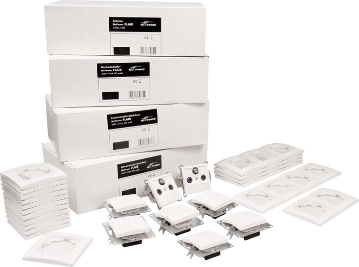 Actual product image MCP MCPOWER Flair "detached house" switch and socket outlet set, 95-piece, white