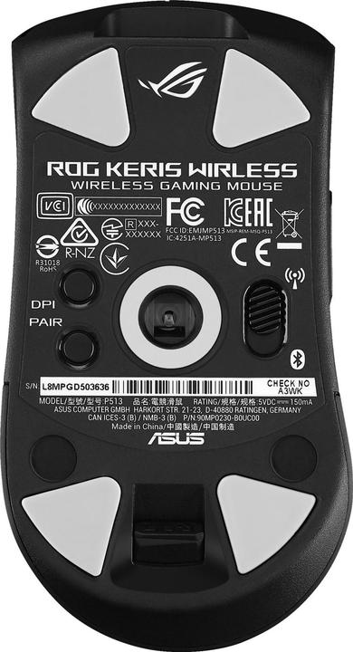 Image du produit ASUS Souris de jeu ROG KERIS RGB - noir (Sans fil, Filaire)